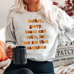 Turkey Gravy Beans and Rolls Grey Graphic Sweatshirt